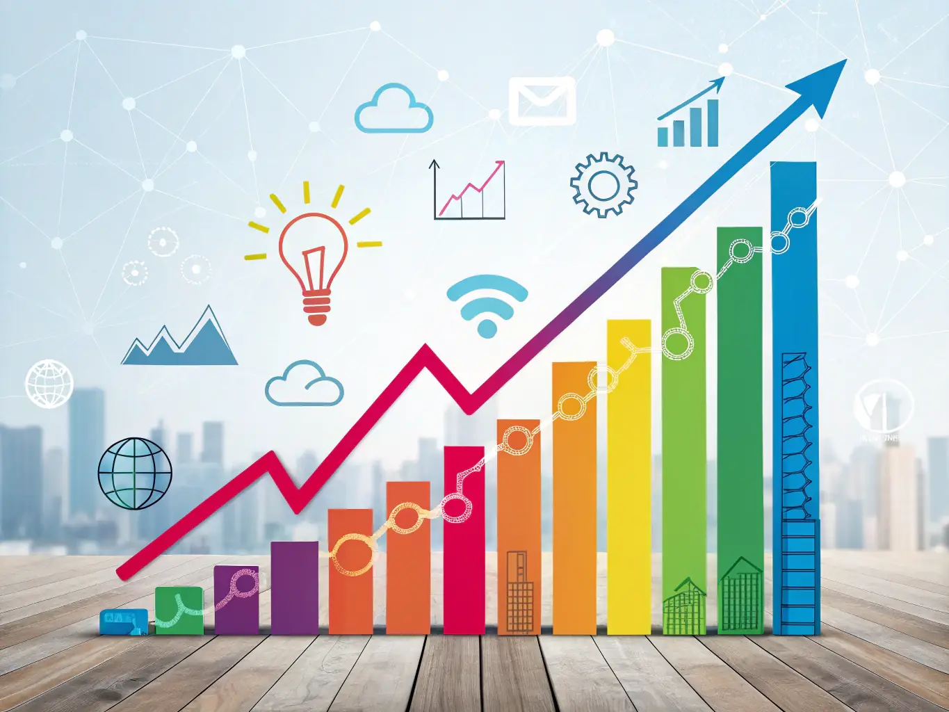An image illustrating a growing business chart with upward trends, representing the positive impact of strategic funding on business performance and expansion.